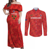Custom Cayman Islands Football Couples Matching Off Shoulder Maxi Dress and Long Sleeve Button Shirt 2025 Go Champions