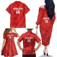 Custom Cayman Islands Football Family Matching Off The Shoulder Long Sleeve Dress and Hawaiian Shirt 2025 Go Champions