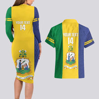 Custom Saint Vincent and the Grenadines Football Couples Matching Long Sleeve Bodycon Dress and Hawaiian Shirt Go Champions Vincy Heat