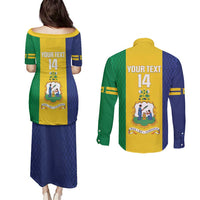 Custom Saint Vincent and the Grenadines Football Couples Matching Puletasi and Long Sleeve Button Shirt Go Champions Vincy Heat