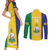 Custom Saint Vincent and the Grenadines Football Couples Matching Short Sleeve Bodycon Dress and Long Sleeve Button Shirt Go Champions Vincy Heat
