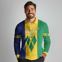 Custom Saint Vincent and the Grenadines Football Long Sleeve Polo Shirt Go Champions Vincy Heat - Wonder Print Shop