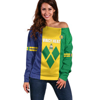 Custom Saint Vincent and the Grenadines Football Off Shoulder Sweater Go Champions Vincy Heat - Wonder Print Shop
