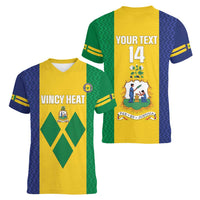 Custom Saint Vincent and the Grenadines Football Women V-Neck T-Shirt Go Champions Vincy Heat - Wonder Print Shop