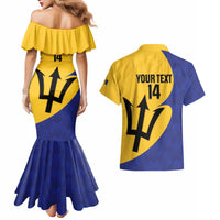 Custom Barbados Football Couples Matching Mermaid Dress and Hawaiian Shirt Go Champions Bajan Tridents