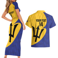 Custom Barbados Football Couples Matching Short Sleeve Bodycon Dress and Hawaiian Shirt Go Champions Bajan Tridents