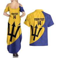 Custom Barbados Football Couples Matching Summer Maxi Dress and Hawaiian Shirt Go Champions Bajan Tridents