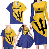 Custom Barbados Football Family Matching Long Sleeve Bodycon Dress and Hawaiian Shirt Go Champions Bajan Tridents - Wonder Print Shop