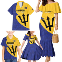Custom Barbados Football Family Matching Mermaid Dress and Hawaiian Shirt Go Champions Bajan Tridents - Wonder Print Shop