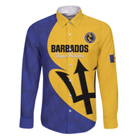 Custom Barbados Football Family Matching Off The Shoulder Long Sleeve Dress and Hawaiian Shirt Go Champions Bajan Tridents