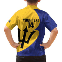 Custom Barbados Football Family Matching Short Sleeve Bodycon Dress and Hawaiian Shirt Go Champions Bajan Tridents - Wonder Print Shop