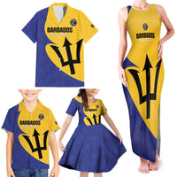 Custom Barbados Football Family Matching Tank Maxi Dress and Hawaiian Shirt Go Champions Bajan Tridents - Wonder Print Shop