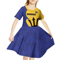 Custom Barbados Football Kid Short Sleeve Dress Go Champions Bajan Tridents - Wonder Print Shop