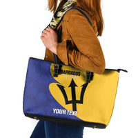 Custom Barbados Football Leather Tote Bag Go Champions Bajan Tridents