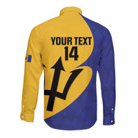 Custom Barbados Football Long Sleeve Button Shirt Go Champions Bajan Tridents