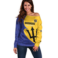 Custom Barbados Football Off Shoulder Sweater Go Champions Bajan Tridents - Wonder Print Shop