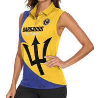 Custom Barbados Football Women Sleeveless Polo Shirt Go Champions Bajan Tridents - Wonder Print Shop