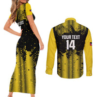 Custom Antigua and Barbuda Football Couples Matching Short Sleeve Bodycon Dress and Long Sleeve Button Shirt Go Benna Boys