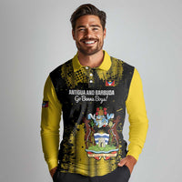 Custom Antigua and Barbuda Football Long Sleeve Polo Shirt Go Benna Boys - Wonder Print Shop