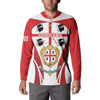 Personalised Sardinia Italy Button Sweatshirt Sardegna Quattro Mori Coat Of Arms