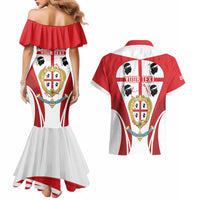 Personalised Sardinia Italy Couples Matching Mermaid Dress and Hawaiian Shirt Sardegna Quattro Mori Coat Of Arms