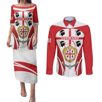 Personalised Sardinia Italy Couples Matching Puletasi and Long Sleeve Button Shirt Sardegna Quattro Mori Coat Of Arms