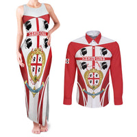 Personalised Sardinia Italy Couples Matching Tank Maxi Dress and Long Sleeve Button Shirt Sardegna Quattro Mori Coat Of Arms
