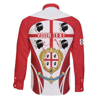 Personalised Sardinia Italy Family Matching Off The Shoulder Long Sleeve Dress and Hawaiian Shirt Sardegna Quattro Mori Coat Of Arms