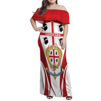 Personalised Sardinia Italy Family Matching Off Shoulder Maxi Dress and Hawaiian Shirt Sardegna Quattro Mori Coat Of Arms