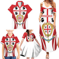 Personalised Sardinia Italy Family Matching Summer Maxi Dress and Hawaiian Shirt Sardegna Quattro Mori Coat Of Arms