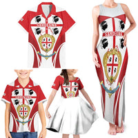 Personalised Sardinia Italy Family Matching Tank Maxi Dress and Hawaiian Shirt Sardegna Quattro Mori Coat Of Arms