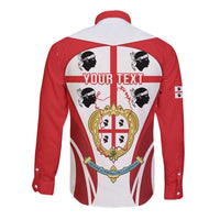 Personalised Sardinia Italy Long Sleeve Button Shirt Sardegna Quattro Mori Coat Of Arms