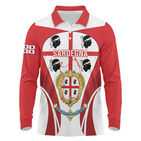 Personalised Sardinia Italy Long Sleeve Polo Shirt Sardegna Quattro Mori Coat Of Arms