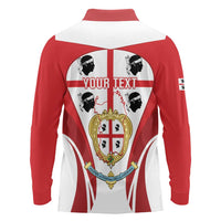 Personalised Sardinia Italy Long Sleeve Polo Shirt Sardegna Quattro Mori Coat Of Arms