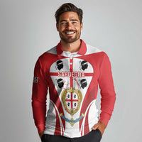 Personalised Sardinia Italy Long Sleeve Polo Shirt Sardegna Quattro Mori Coat Of Arms