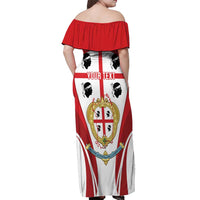 Personalised Sardinia Italy Off Shoulder Maxi Dress Sardegna Quattro Mori Coat Of Arms