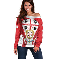 Personalised Sardinia Italy Off Shoulder Sweater Sardegna Quattro Mori Coat Of Arms