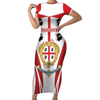 Personalised Sardinia Italy Short Sleeve Bodycon Dress Sardegna Quattro Mori Coat Of Arms