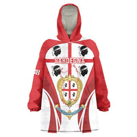 Personalised Sardinia Italy Wearable Blanket Hoodie Sardegna Quattro Mori Coat Of Arms