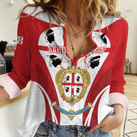Personalised Sardinia Italy Women Casual Shirt Sardegna Quattro Mori Coat Of Arms