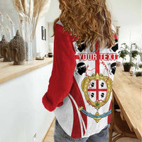 Personalised Sardinia Italy Women Casual Shirt Sardegna Quattro Mori Coat Of Arms