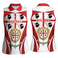 Personalised Sardinia Italy Women Sleeveless Polo Shirt Sardegna Quattro Mori Coat Of Arms