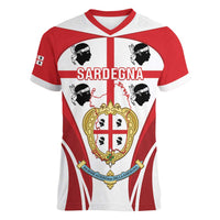 Personalised Sardinia Italy Women V-Neck T-Shirt Sardegna Quattro Mori Coat Of Arms