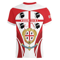 Personalised Sardinia Italy Women V-Neck T-Shirt Sardegna Quattro Mori Coat Of Arms