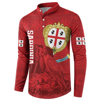 Personalised Sardinia Italy Button Sweatshirt Sardegna Nuraghe With Falcon