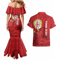 Personalised Sardinia Italy Couples Matching Mermaid Dress and Hawaiian Shirt Sardegna Nuraghe With Falcon