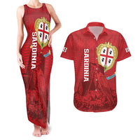 Personalised Sardinia Italy Couples Matching Tank Maxi Dress and Hawaiian Shirt Sardegna Nuraghe With Falcon