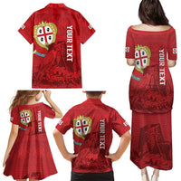 Personalised Sardinia Italy Family Matching Puletasi and Hawaiian Shirt Sardegna Nuraghe With Falcon