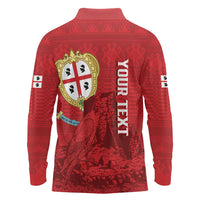 Personalised Sardinia Italy Long Sleeve Polo Shirt Sardegna Nuraghe With Falcon