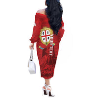 Personalised Sardinia Italy Off The Shoulder Long Sleeve Dress Sardegna Nuraghe With Falcon